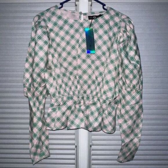 ASOS Daisy Street Pouf Sleeve Peplum Blouse - Picture 1 of 8